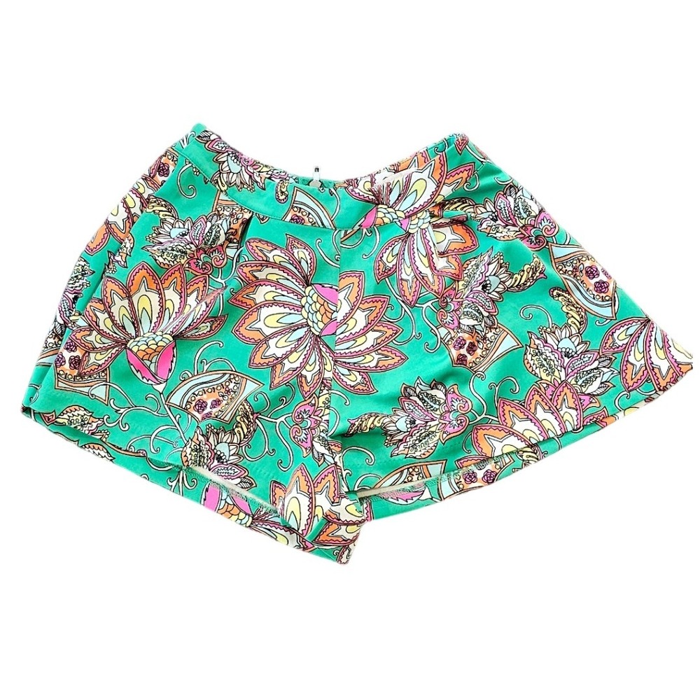 Gianni Bini Vibrant Green Floral Print‎ Shorts Zipper Closure Casual Size XS